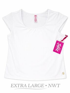 Justice White Scoop Neck Tee - Girls
